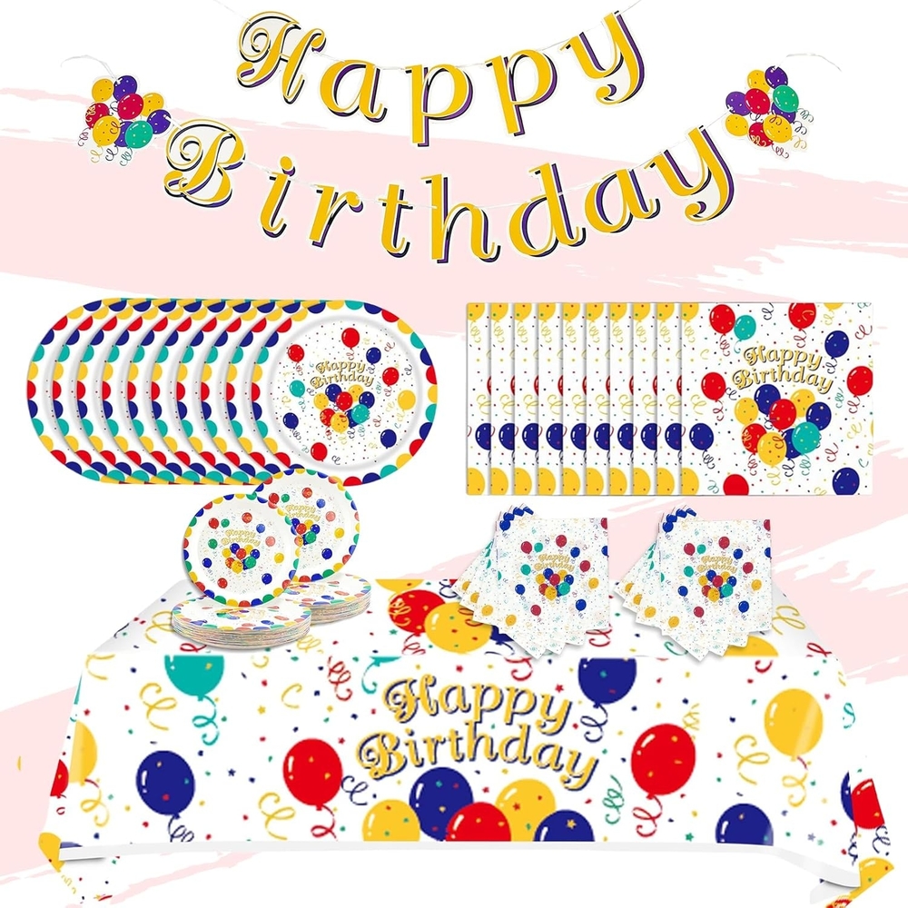 Colorful Birthday Party Supplies Disposable Tableware Set